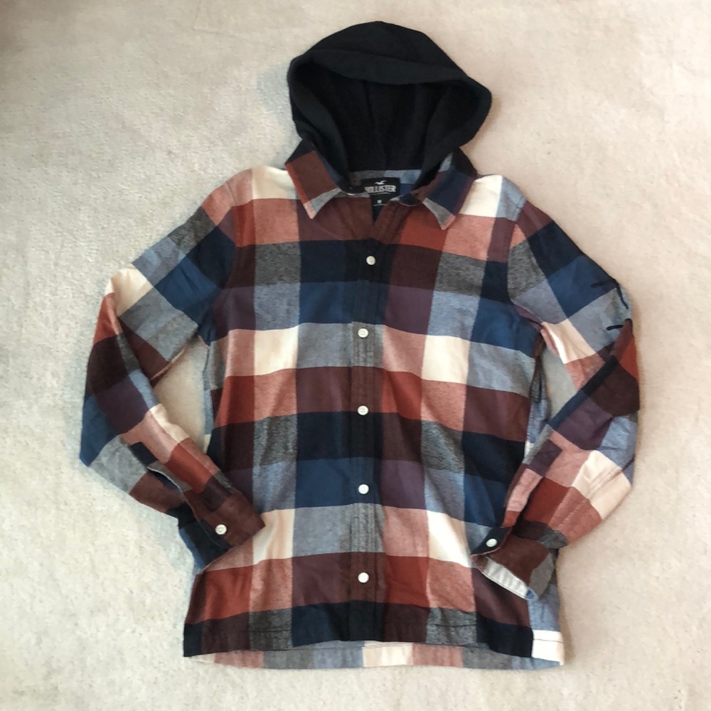 Hollister hooded flannel shirt